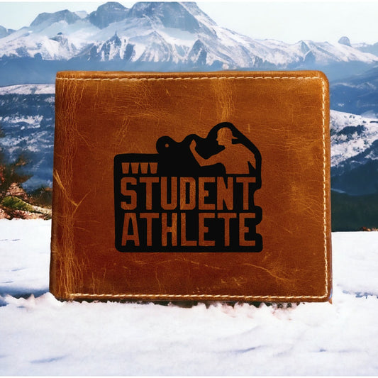 Student Athlete Leather Wallet Bifold Premium Quality Buffalo Pong Party NEW