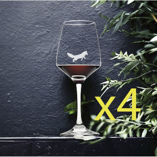 Fox Wine Glasses x4 Premium 12 Oz Personalize Outdoor Nature NEW