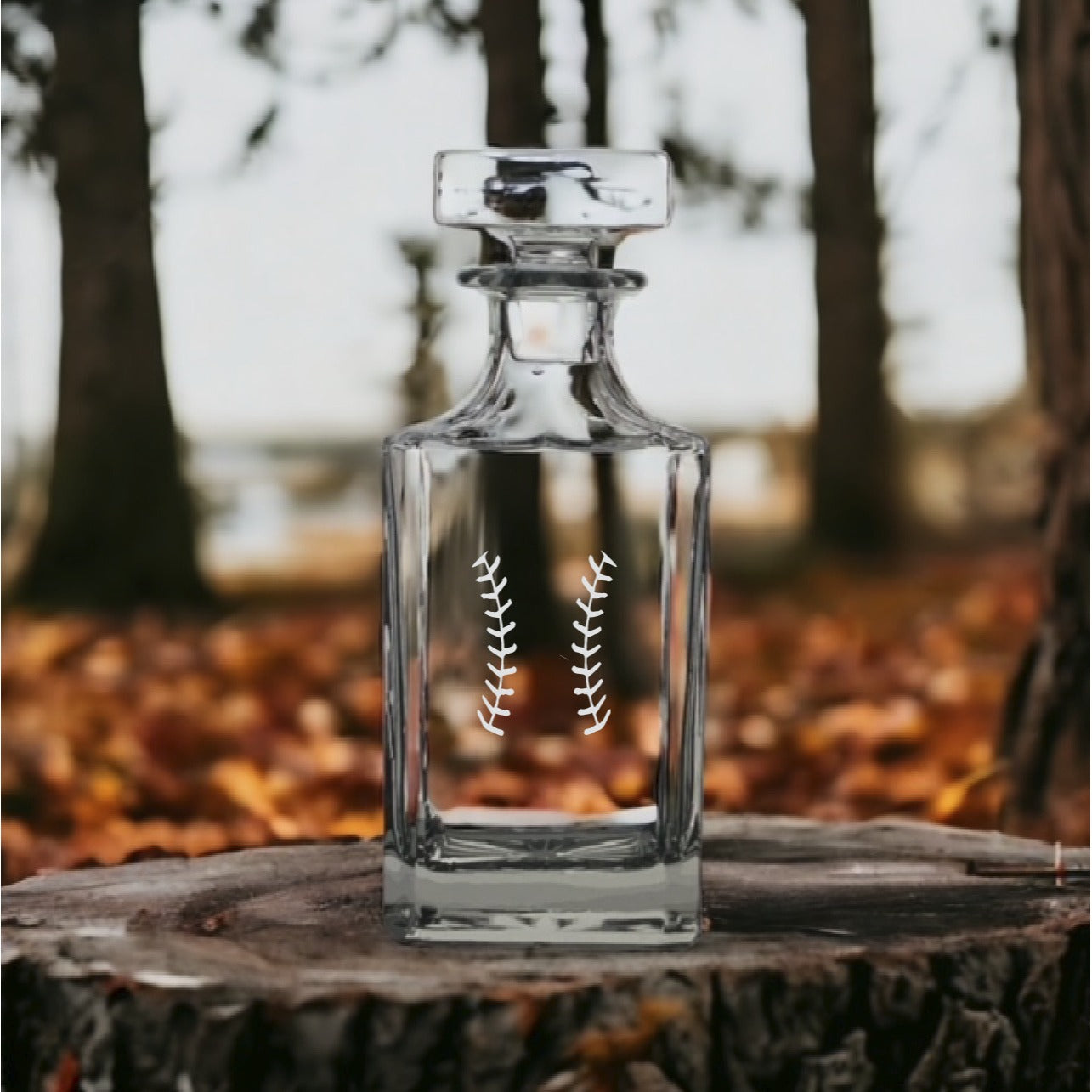 Baseball Laces Decanter 26 Oz Bourbon Whiskey Premium Glass Personalize NEW