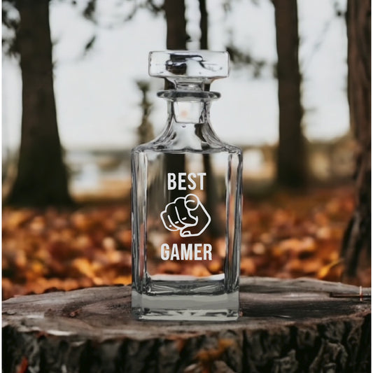 Best Gamer Decanter 26 Oz Bourbon Whiskey Premium Glass Personalize Gaming NEW