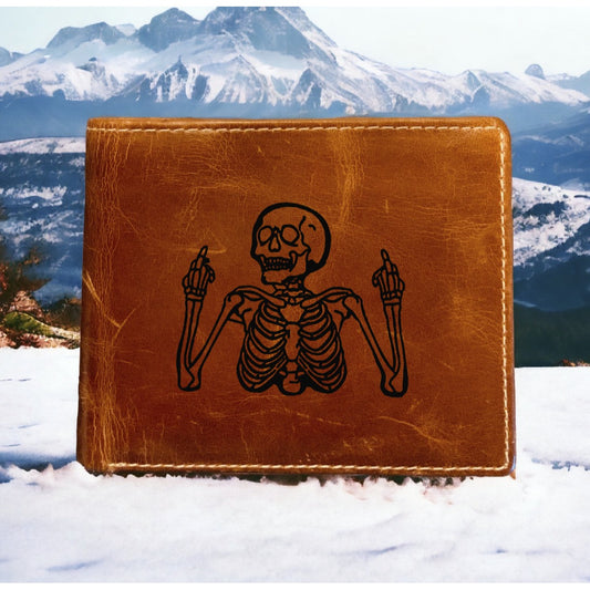 Skeleton The Bird Leather Wallet Bifold Premium Quality Buffalo Horror Funny NEW