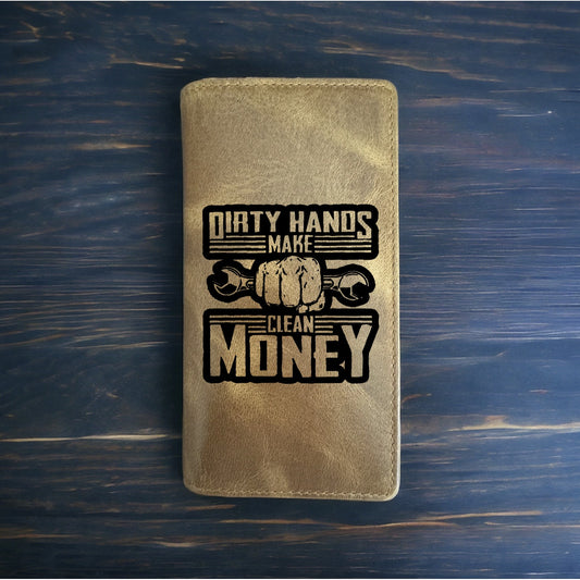 Dirty Hands Rodeo Wallet Cowboy Western Buffalo Leather Premium Clean Money NEW