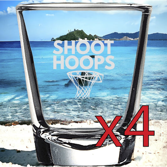 Shoot Hoops x4 Shot Glasses Spirit Liquor Party 2 Oz Premium Customize Sport NEW