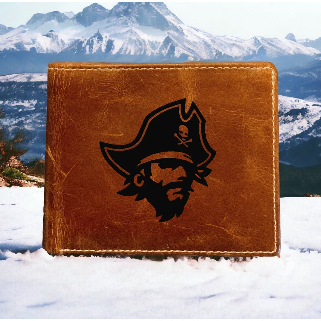 Pirate Leather Wallet Bifold Premium Quality Buffalo Nautical Sailor Ocean NEW