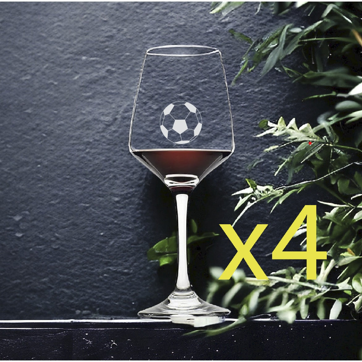 Soccer Ball Wine Glasses x4 Premium 12 Oz Personalize Futbol Sports Games NEW