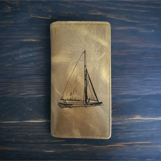 Sailboat Rodeo Wallet Cowboy Western Buffalo Leather Premium Ocean Sailor NEW