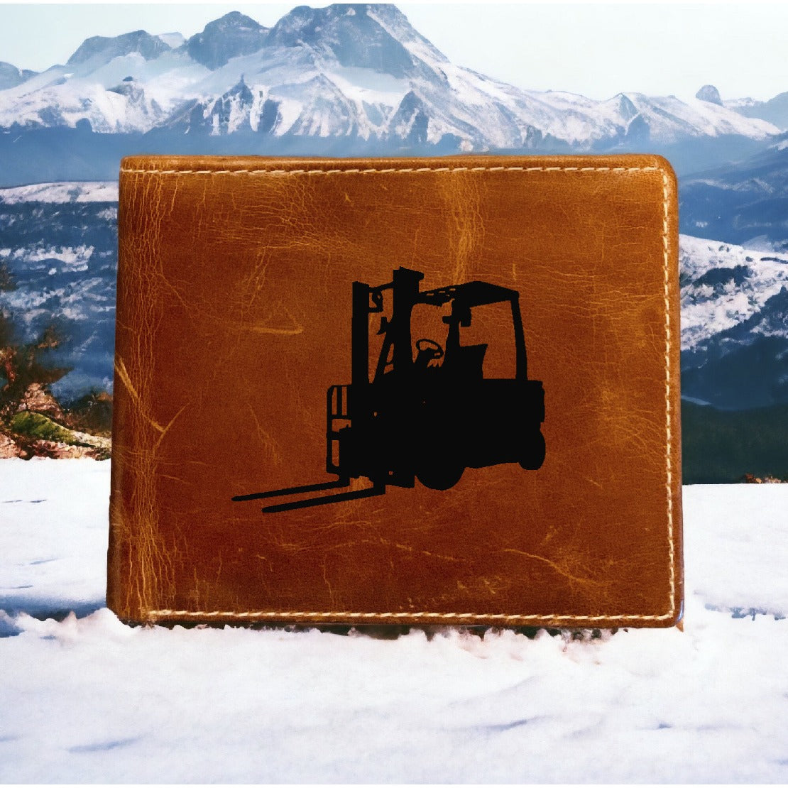 Forklift Leather Wallet Bifold Premium Quality Buffalo Work Machine NEW