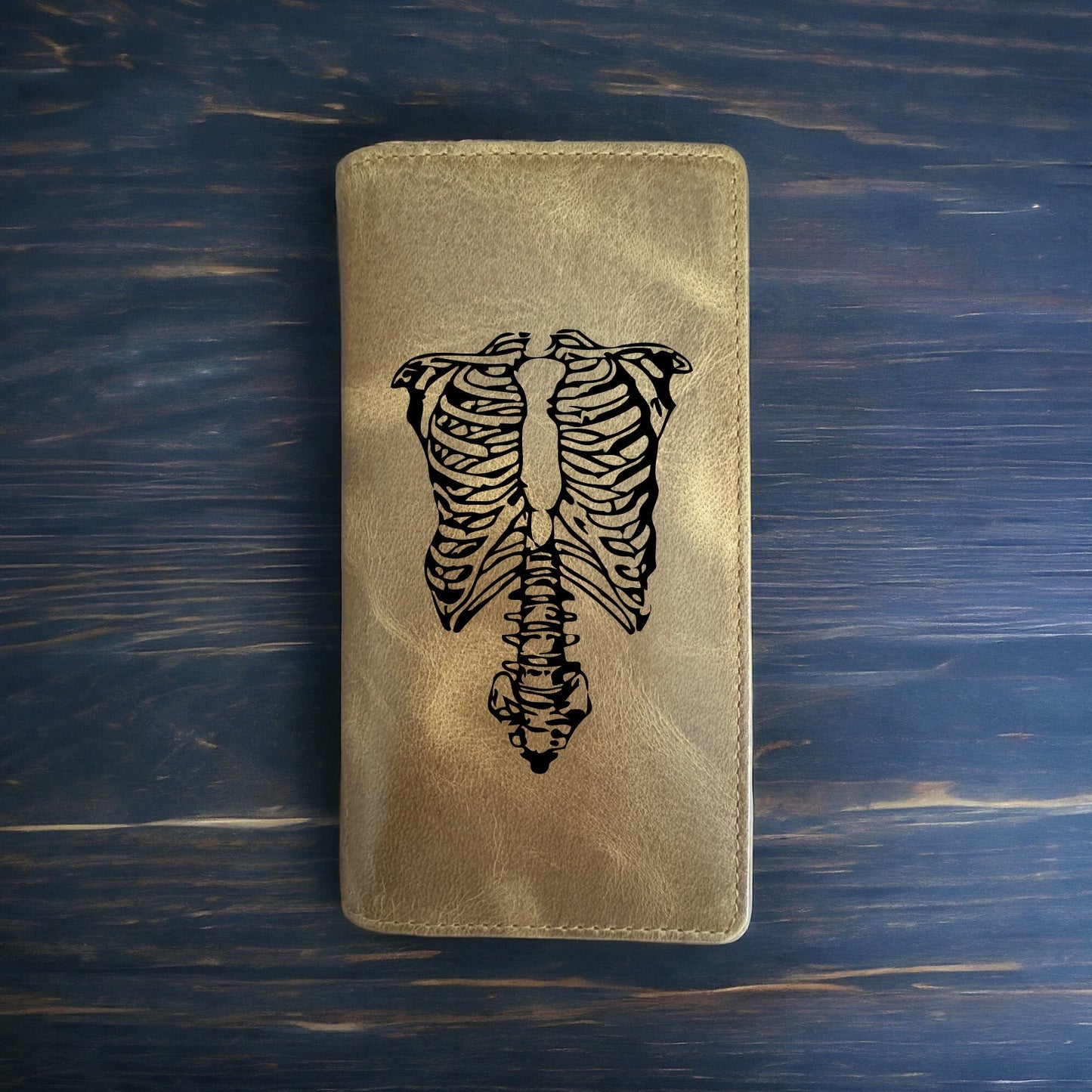 Rib Cage Rodeo Wallet Cowboy Western Buffalo Leather Premium Skeleton Spine NEW