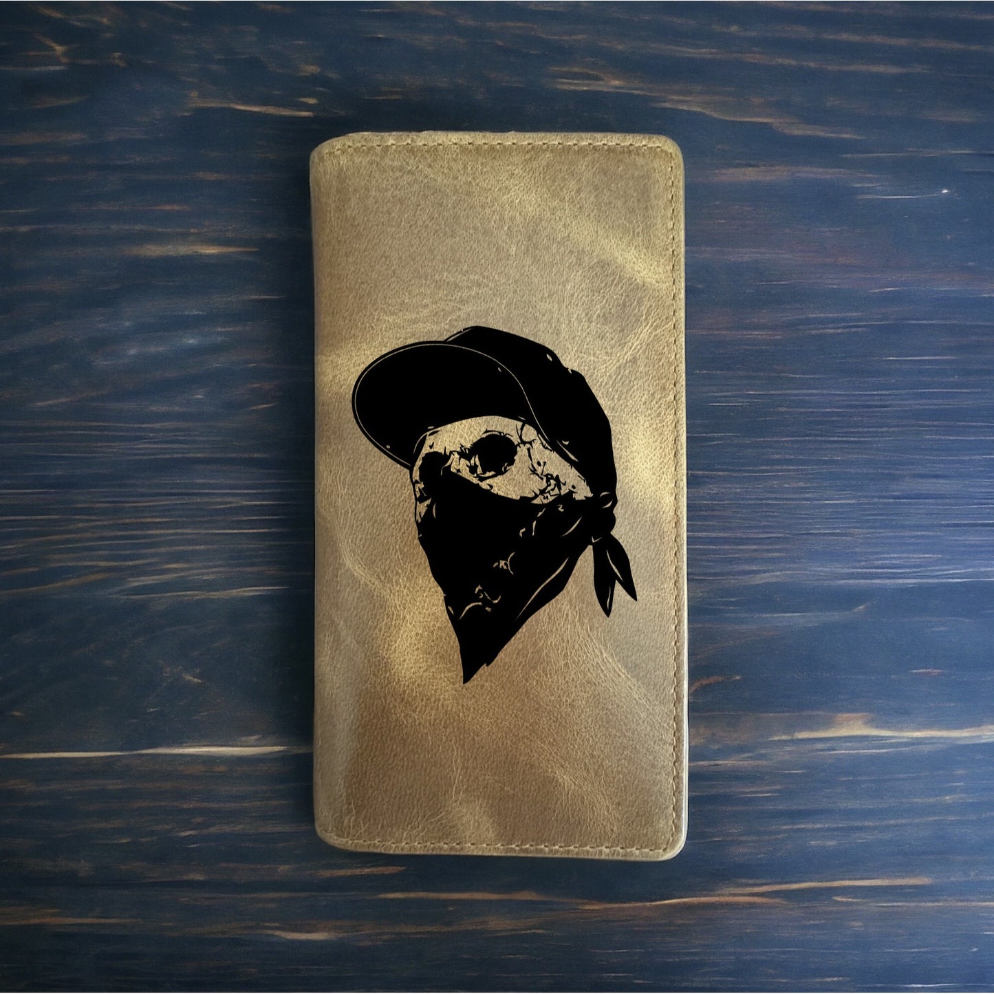 Skull Snapback Rodeo Wallet Cowboy Western Buffalo Leather Premium Bandana NEW