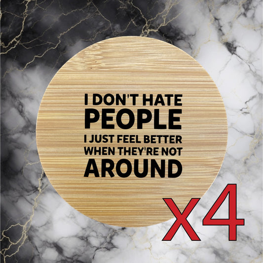 Introvert Quote x4 Bamboo Coasters Drink Natural Wood Home Decor Lounge NEW