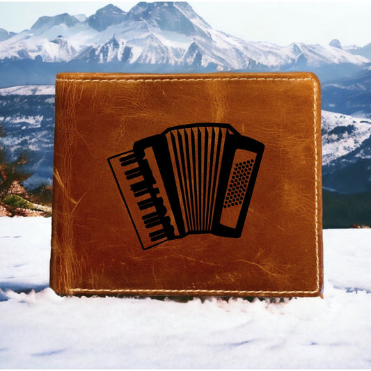 Accordion Leather Wallet Bifold Premium Quality Buffalo Instrument Music NEW