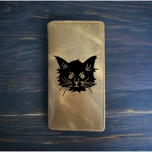 Black Cat Rodeo Wallet Cowboy Western Buffalo Leather Premium Scary Horror NEW