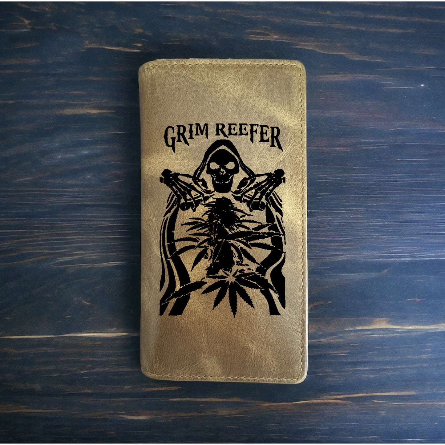 Grim Reefer Rodeo Wallet Cowboy Western Buffalo Leather Premium 420 Weed NEW