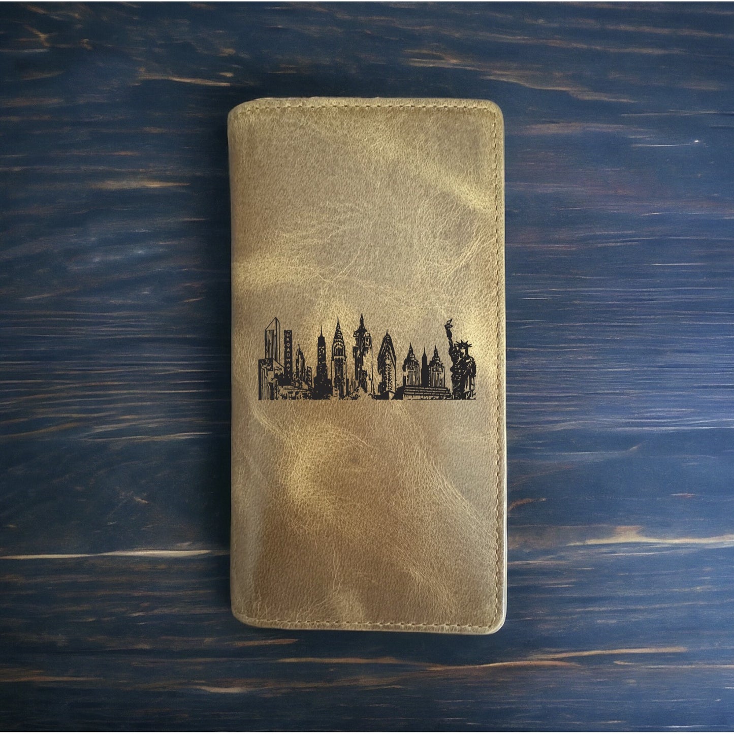 New York City Rodeo Wallet Cowboy Western Buffalo Leather Premium Skyline NEW