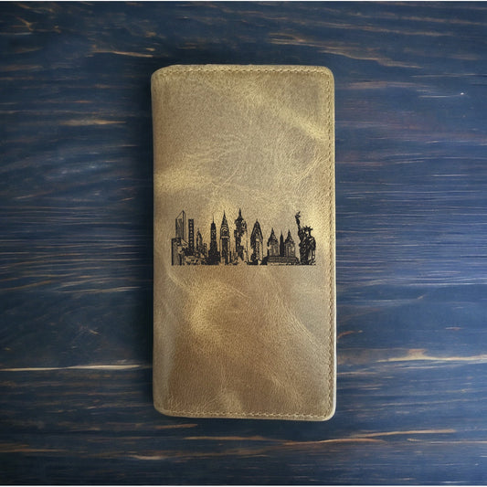 New York City Rodeo Wallet Cowboy Western Buffalo Leather Premium Skyline NEW