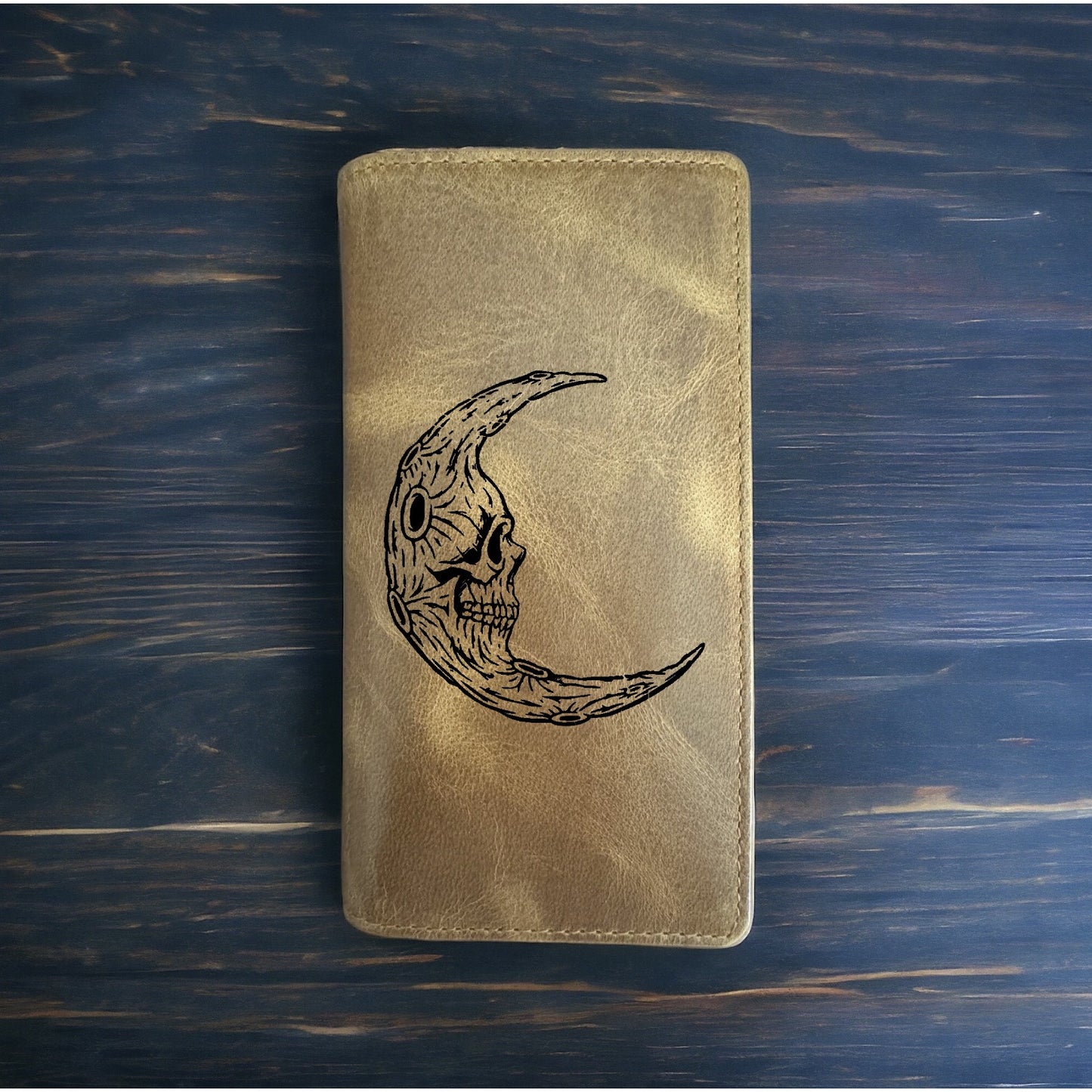 Skull Moon Rodeo Wallet Cowboy Western Buffalo Leather Premium Bones Horror NEW