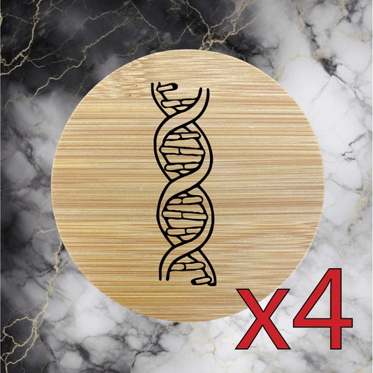 Double Helix x4 Bamboo Coasters Drink Natural Wood Home Decor Lounge DNA NEW