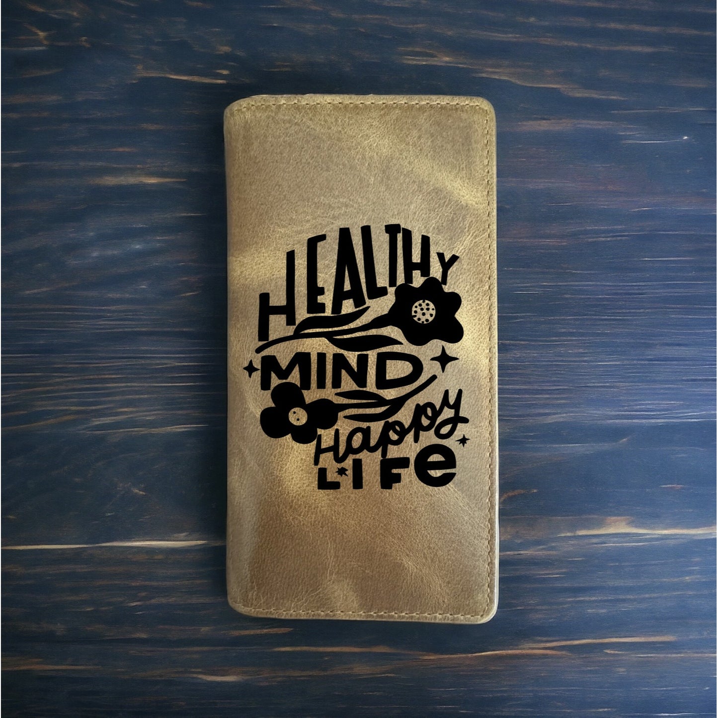 Healthy Mind Rodeo Wallet Cowboy Western Buffalo Leather Premium Happy Life NEW