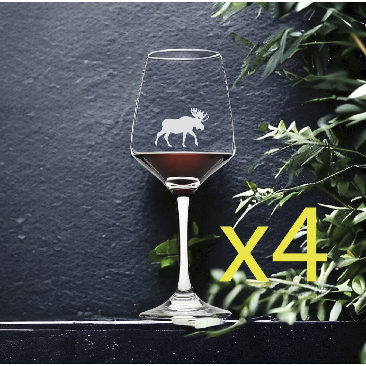 Moose Shape Wine Glasses x4 Premium 12 Oz Personalize Animal Outdoor Wild NEW