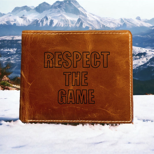 Respect The Game Leather Wallet Bifold Premium Quality Buffalo Work Quote NEW