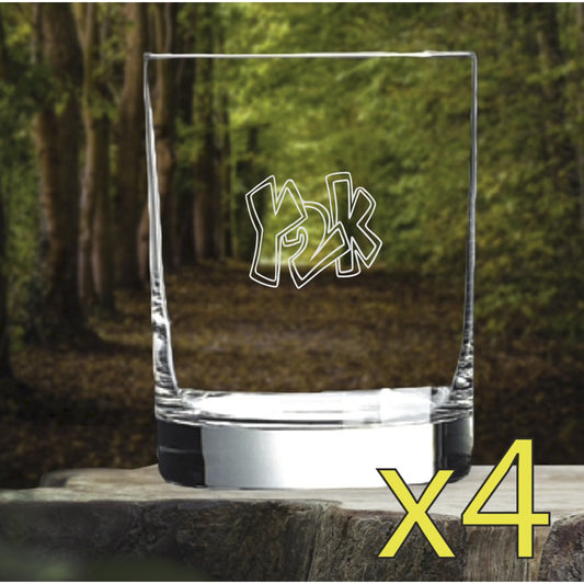 Y2K Whiskey Glasses x4 Double 14 Oz Premium Old Fashioned 2000 Gift NEW