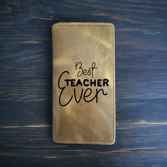 Best Teacher Ever Rodeo Wallet Cowboy Western Buffalo Leather Premium Gift NEW