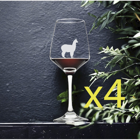 Llama Alpaca Wine Glasses x4 Premium 12 Oz Personalize Farm Animals Pet NEW