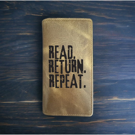 Read Return Repeat Rodeo Wallet Cowboy Western Buffalo Leather Premium Book NEW