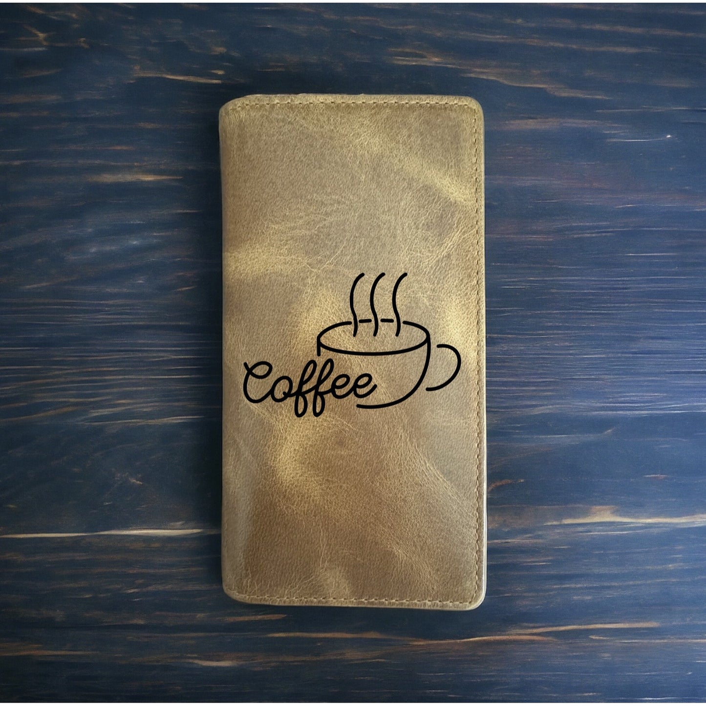 Coffee Cup Rodeo Wallet Cowboy Western Buffalo Leather Premium Caffeine Brew NEW