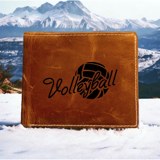 Volleyball Leather Wallet Bifold Premium Quality Buffalo Sport Gift Game NEW