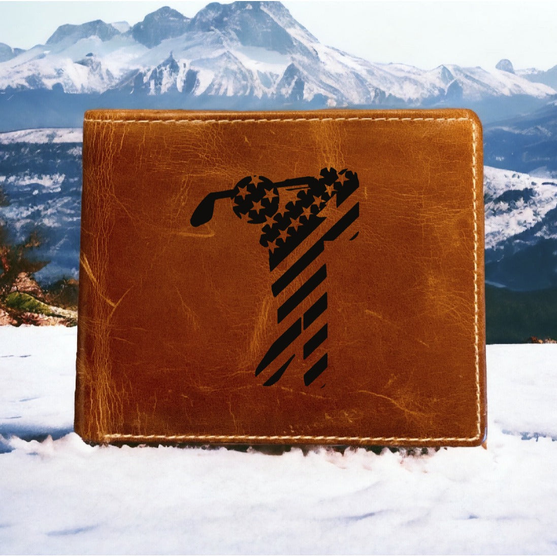 Golf USA Leather Wallet Bifold Premium Quality Buffalo Flag Outdoor Sports NEW