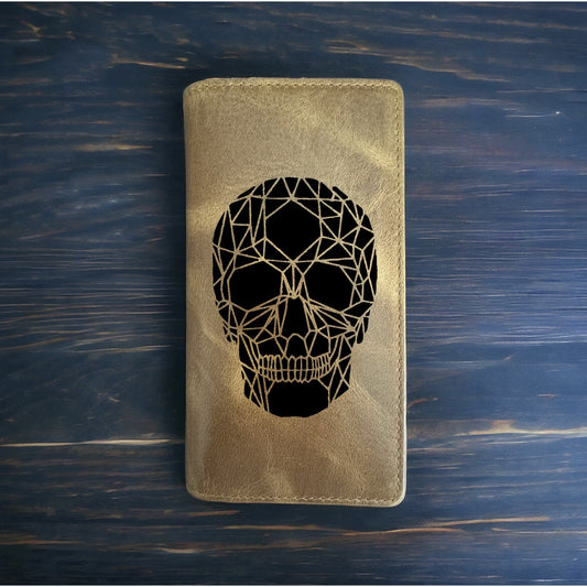 Skull Geometric Rodeo Wallet Cowboy Western Buffalo Leather Premium Art NEW