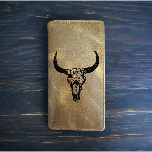 Bull Skull Rodeo Wallet Cowboy Western Buffalo Leather Premium Bones Country NEW