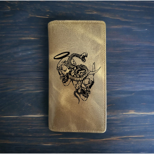 Angel Devil Rodeo Wallet Cowboy Western Buffalo Leather Premium Snake Halo NEW