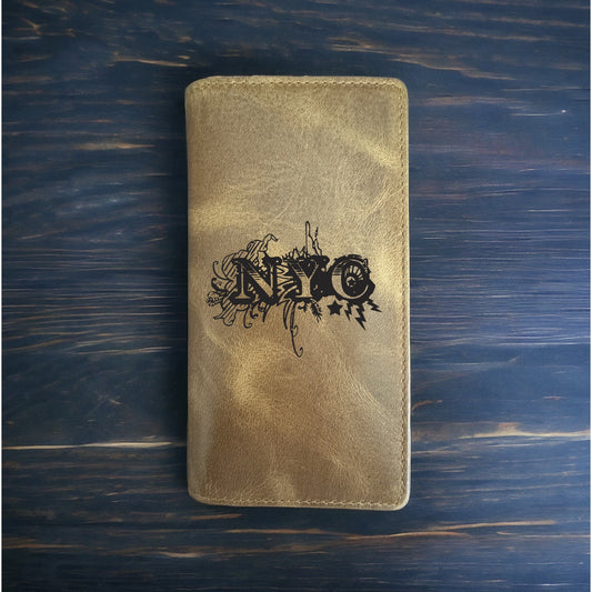 NYC Rodeo Wallet Cowboy Western Buffalo Leather Premium New York Graffiti NEW