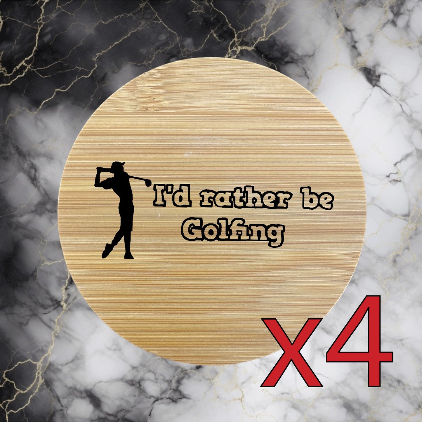 Golfing Quote x4 Bamboo Coasters Drink Natural Wood Home Decor Lounge Sport NEW