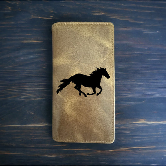 Mustang Rodeo Wallet Cowboy Western Buffalo Leather Premium Horse Running NEW