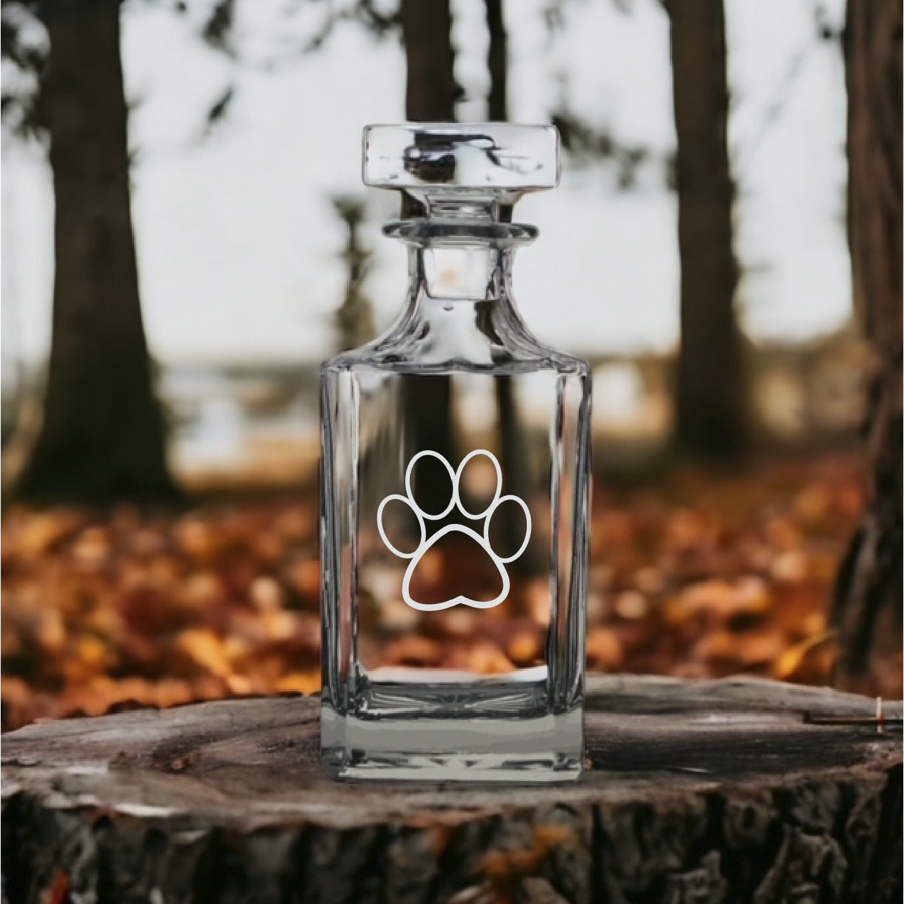 Dog Paw Decanter 26 Oz Bourbon Whiskey Premium Glass Personalize Pet Animal NEW