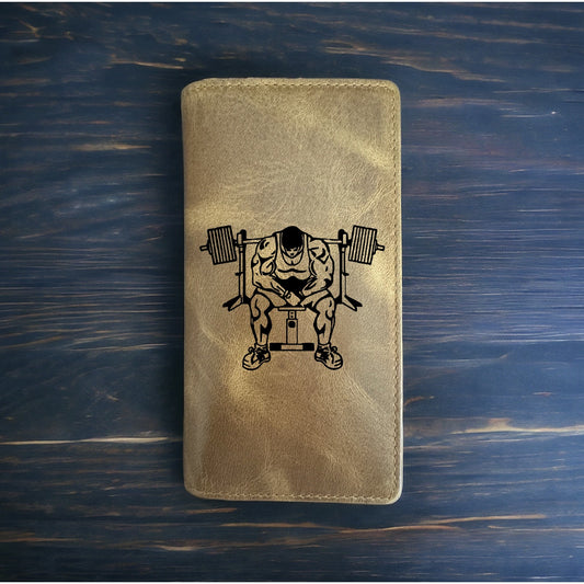 Bench Press Rodeo Wallet Cowboy Western Buffalo Leather Premium Gym Workout NEW