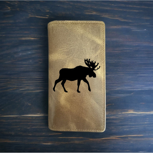 Moose Shape Rodeo Wallet Cowboy Western Buffalo Leather Premium Animal Wild NEW