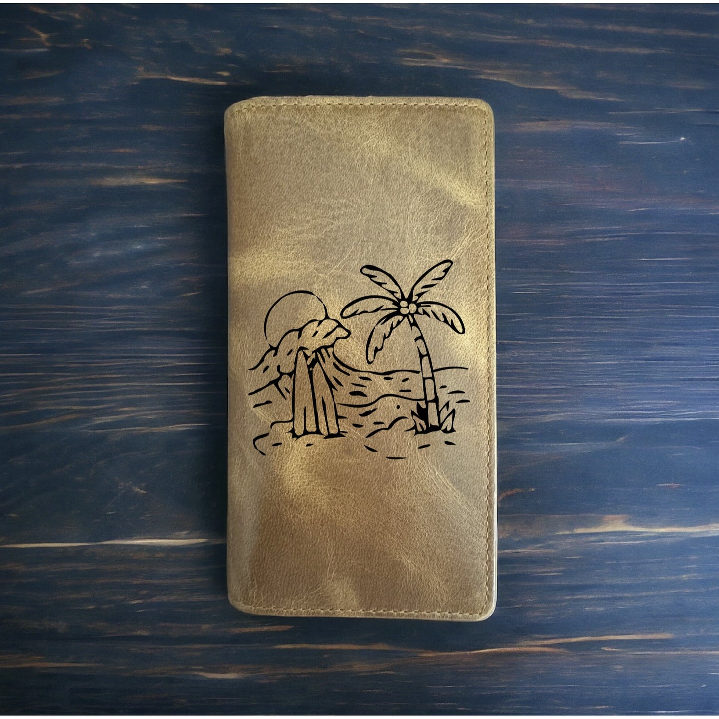 Beach Rodeo Wallet Cowboy Western Buffalo Leather Premium Ocean Surf Waves NEW