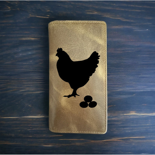 Hen Rodeo Wallet Cowboy Western Buffalo Leather Premium Eggs Farm Animal NEW