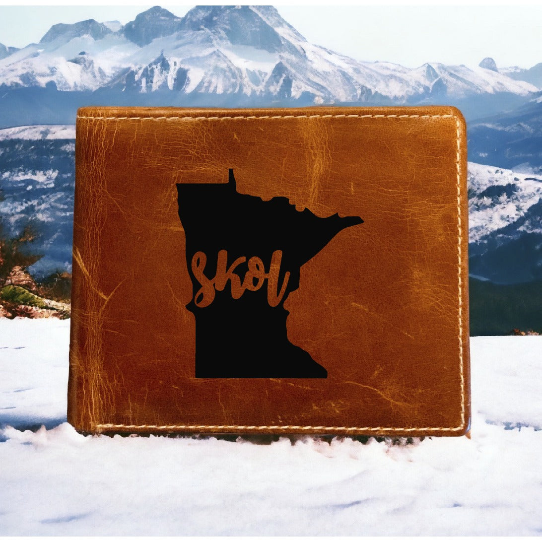 Skol Minnesota Leather Wallet Bifold Premium Quality Buffalo State Vikings NEW