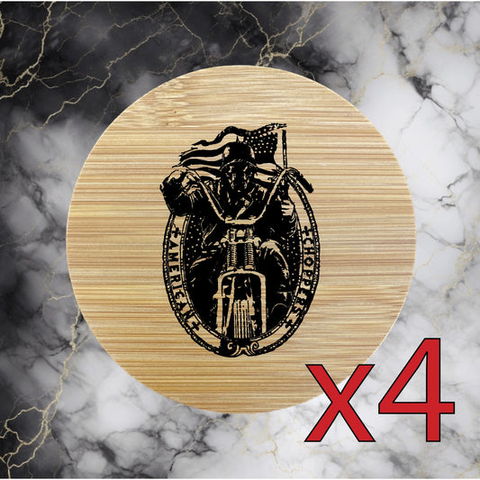 American Chopper x4 Bamboo Coasters Drink Natural Wood Home Decor Lounge USA NEW