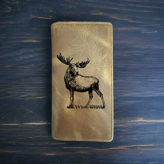 Moose Rodeo Wallet Cowboy Western Buffalo Leather Premium Animal Outdoor NEW